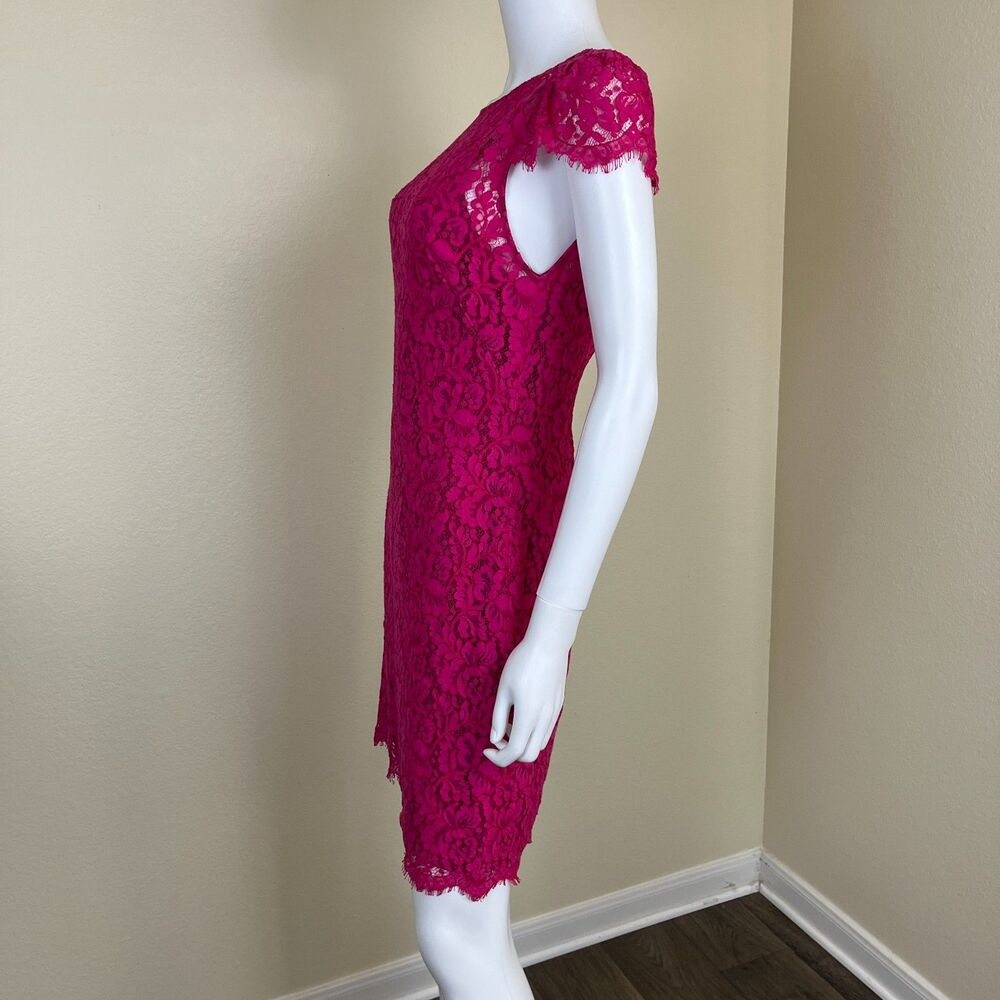 Alice + Olivia Women Size 8 Pink Lace Floral Sheath Mini Dress Cocktail Formal - Picture 12 of 17